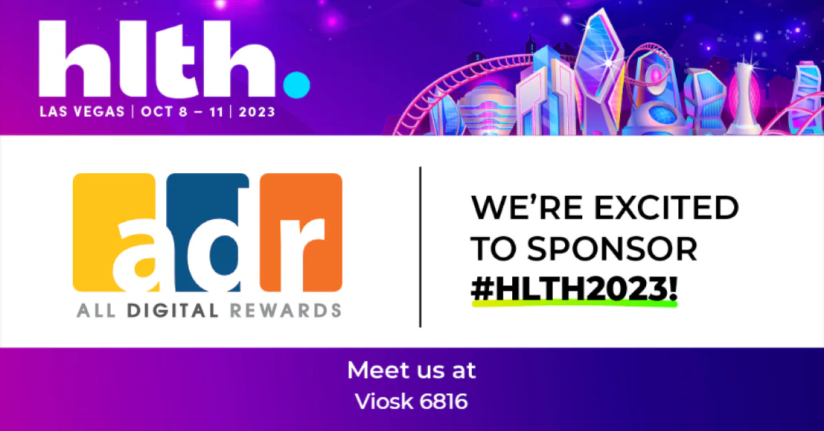 All Digital Rewards sponsorship artwork for HLTH 2023 in Las Vegas