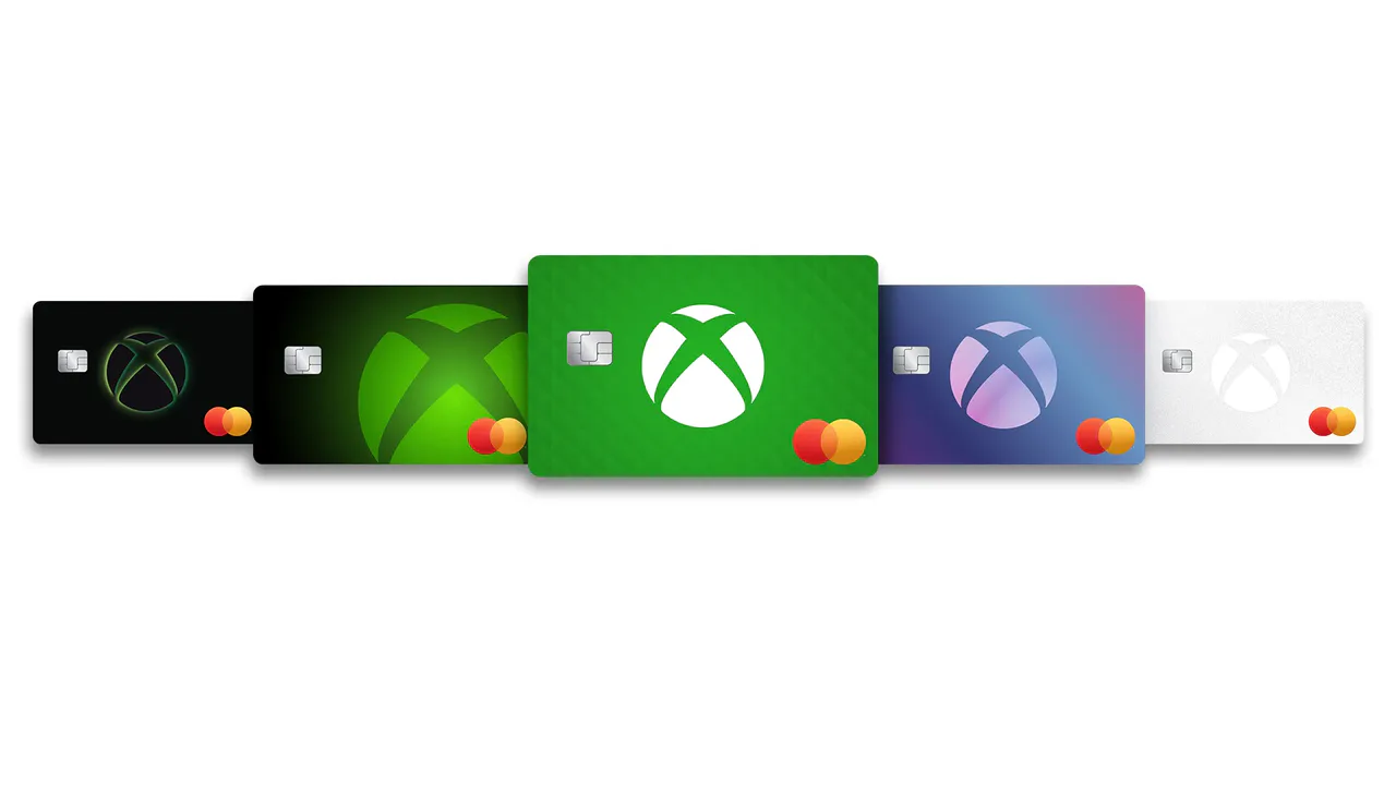 The five Xbox Mastercard designs announced for the 2023 card launch.