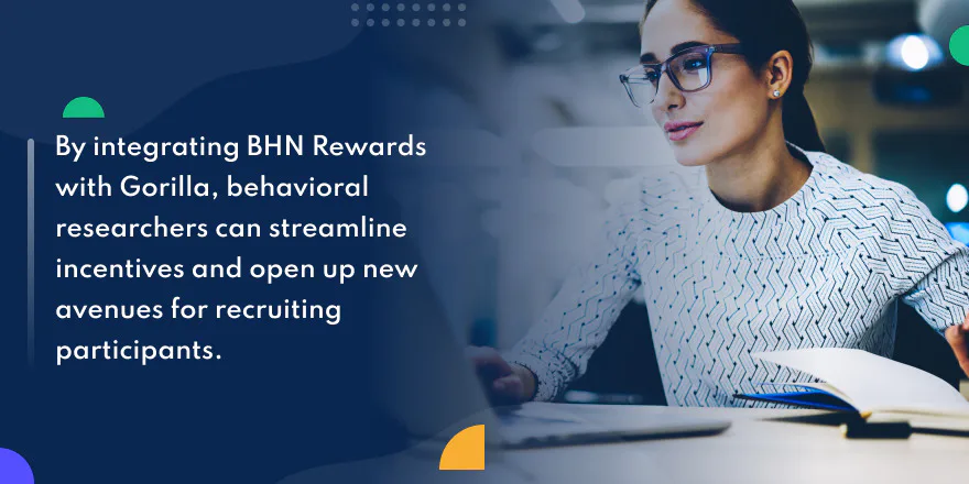 BHN Rewards promotional image of a researcher at a computer beside text about the Gorilla integration.