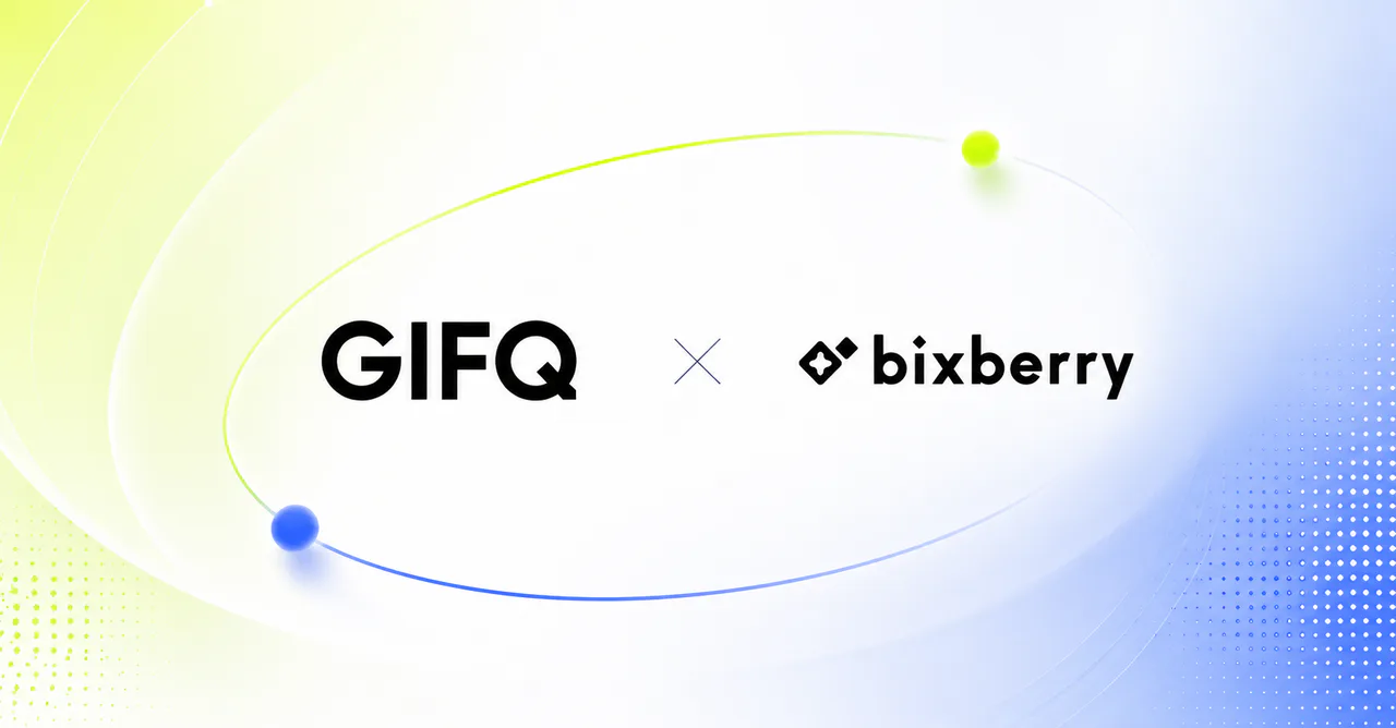 Official GIFQ and Bixberry partnership graphic for gift card payouts.