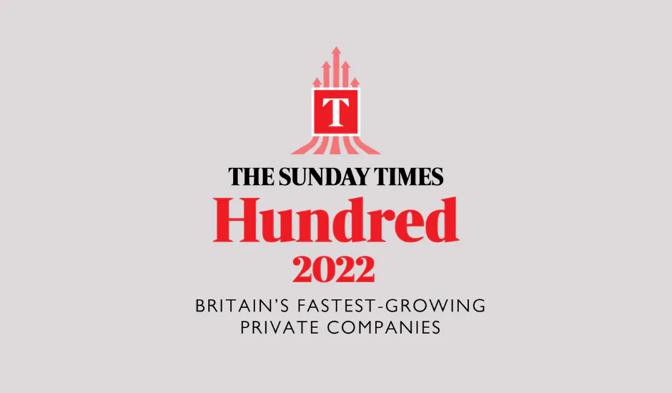 The Sunday Times 100 Britain’s fastest-growing private companies 2022 award graphic