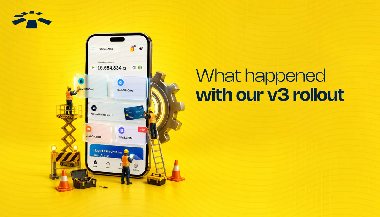 Cardtonic graphic explaining its V3 rollout, showing the app interface and maintenance illustrations