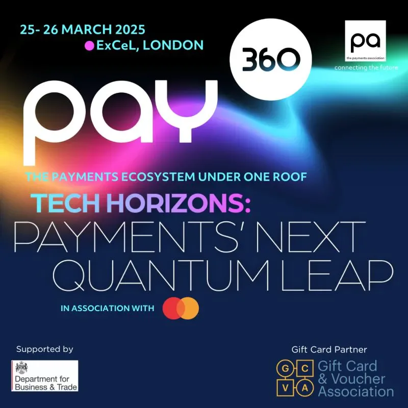 PAY360 2025 event artwork announcing GCVA as Gift Card Partner