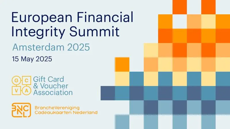 European Financial Integrity Summit artwork showing Amsterdam and May 15, 2025