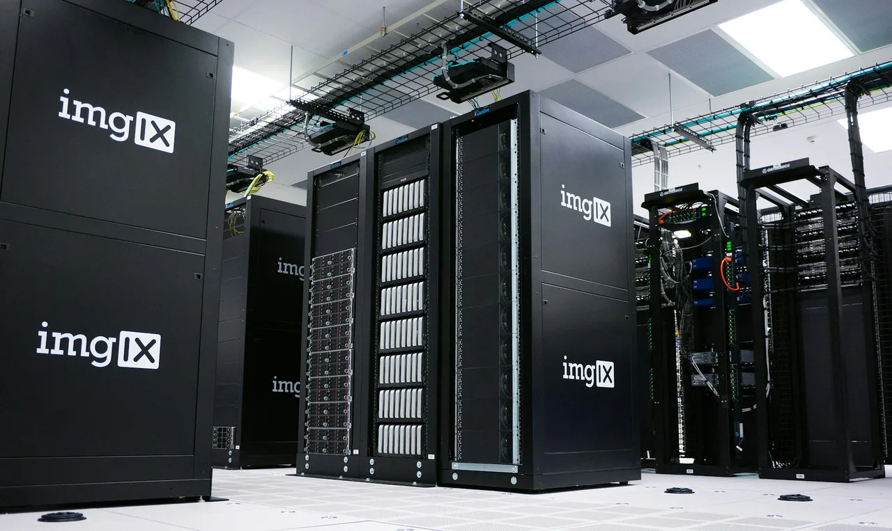 Rows of server cabinets in a data centre