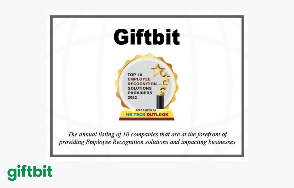 Giftbit artwork displaying its 2022 HR Tech Outlook recognition