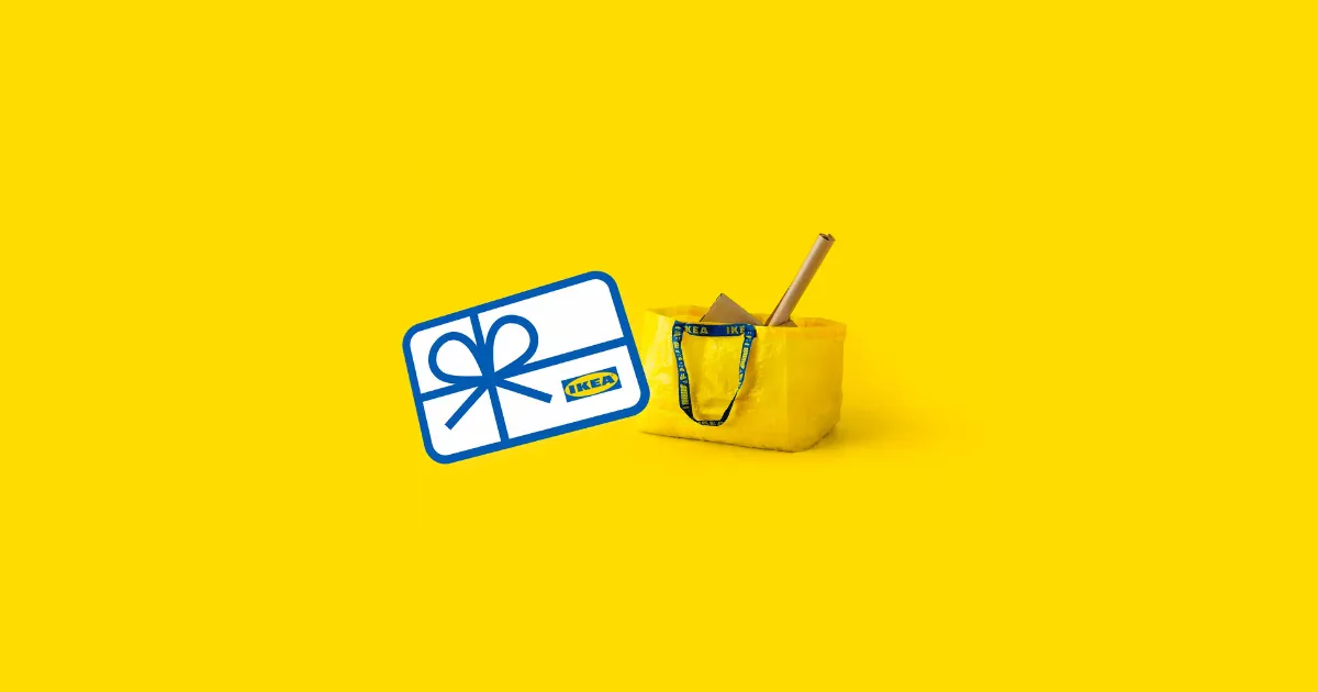 IKEA shopping bag and a digital gift-card icon in Huuray partnership artwork