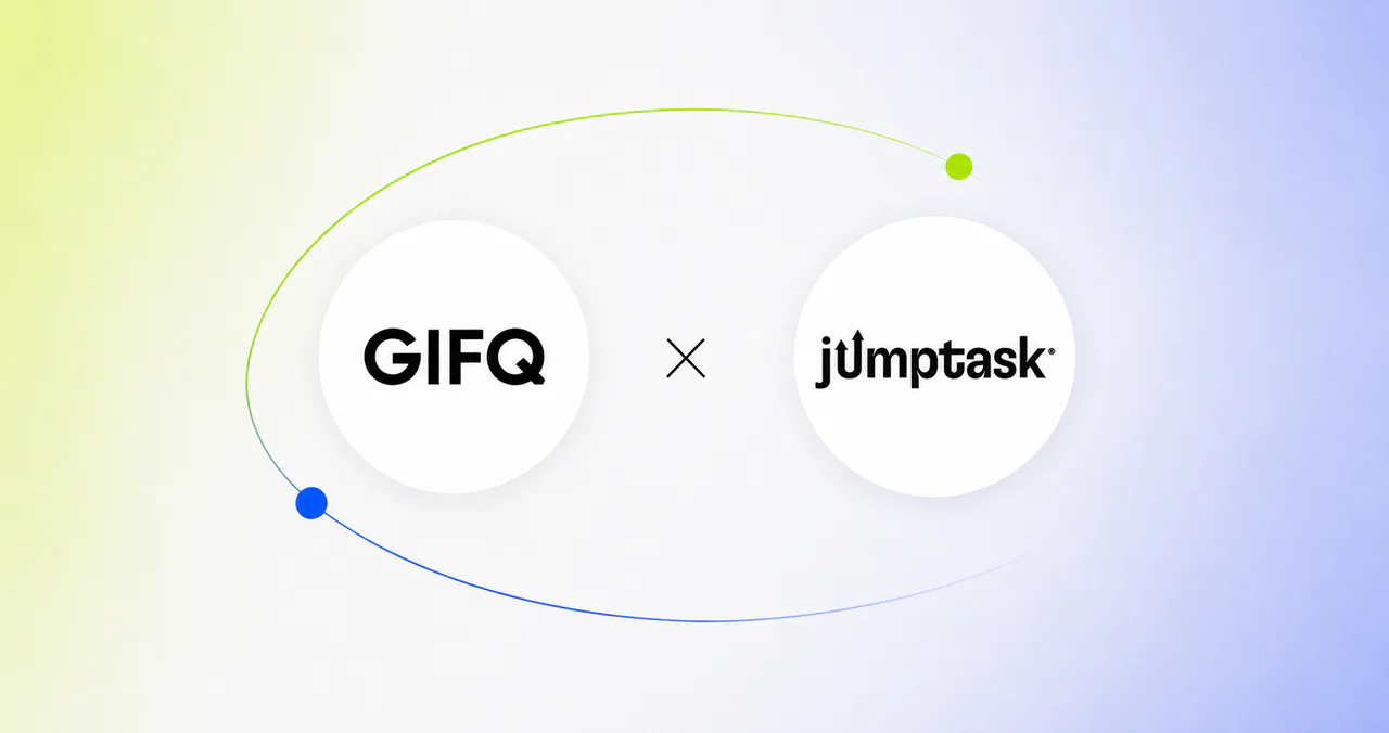 Official GIFQ and JumpTask partnership graphic for gift card payouts.