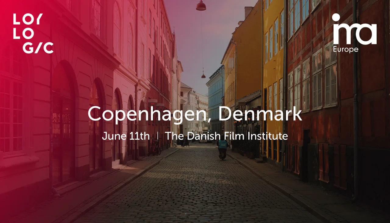 Loylogic and IMA Europe conference artwork showing a Copenhagen street and June 11 event details