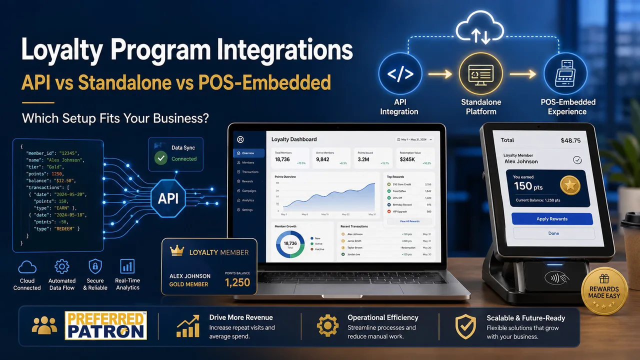 Preferred Patron compares loyalty API, standalone and POS integrations