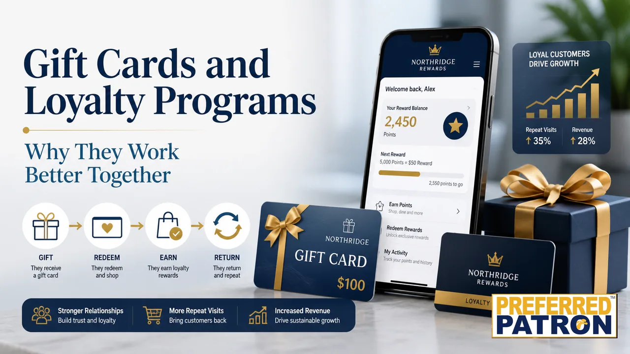 Preferred Patron source illustration for Preferred Patron links gift card redemption with loyalty enrollment