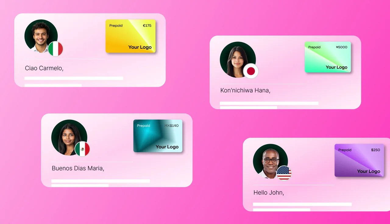 Images of global employees and the rewards that they received for employee recognition.