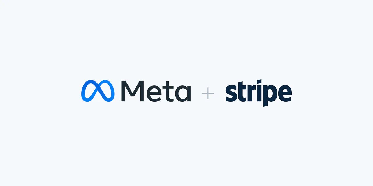Meta and Stripe logos separated by a plus sign on a pale background.